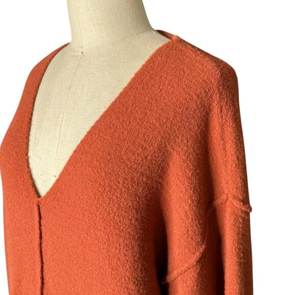 WILFRED FREE Orange Pullover V-Neck Sweater‎ Women's Size Small Conac Hush Knit - Picture 2 of 9